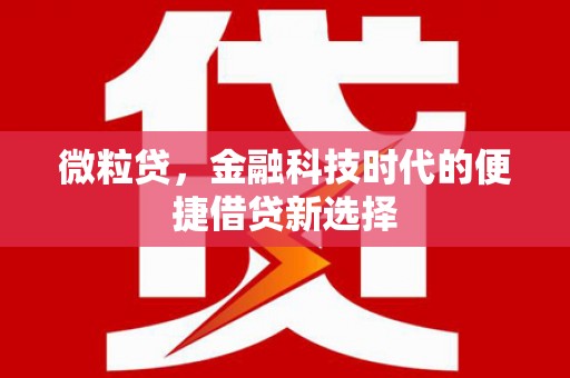 江门微粒贷，金融科技时代的便捷借贷新选择